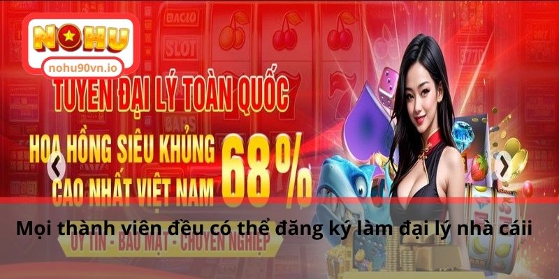Hợp tác đại lý NOHU90 - Cơ hội kiếm tiền cùng nhà cái 2 Mọi thành viên đều có thể đăng ký làm đại lý nhà cái