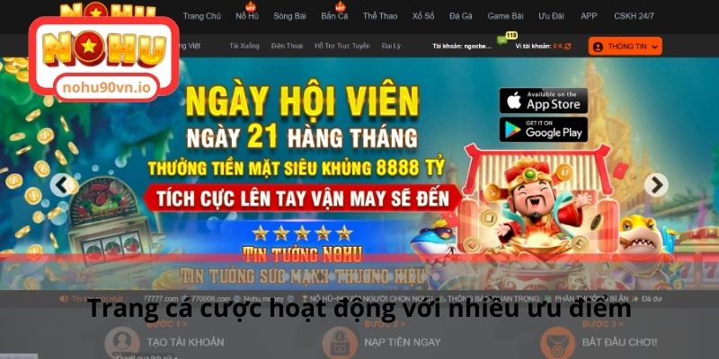 TRANG CHỦ 2 Trang cá cược hoạt động với nhiều ưu điểm